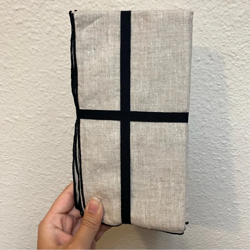 West Elm Tan and Black Kitchen Napkins